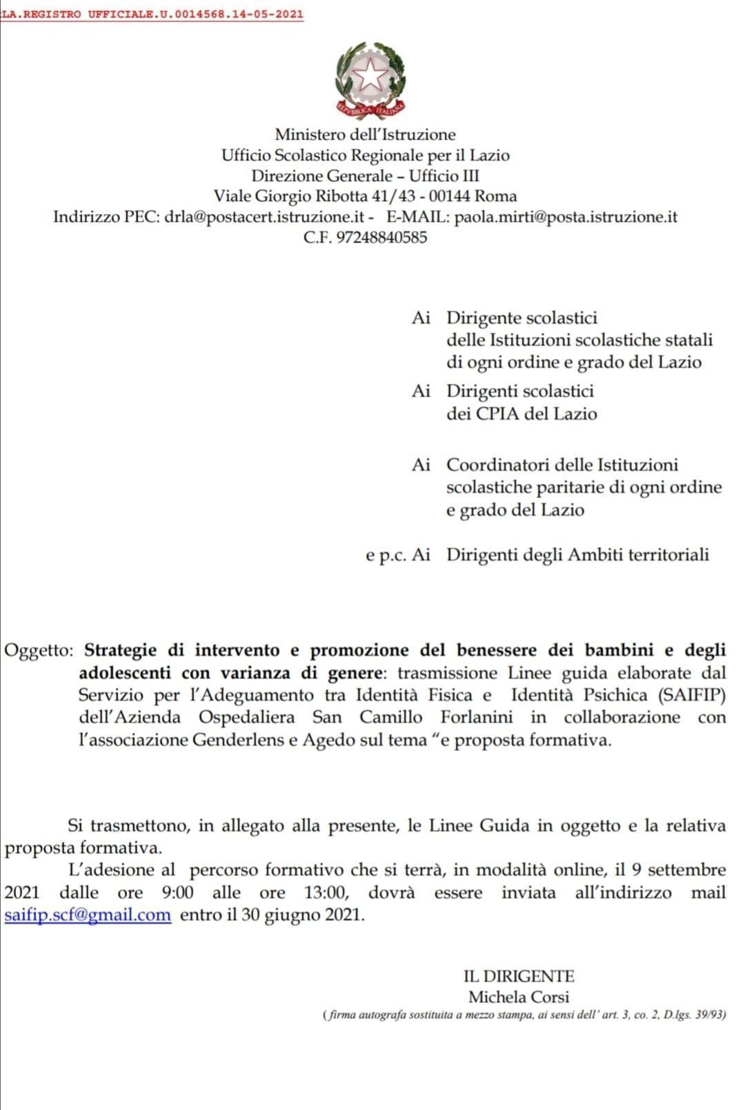 Regione Lazio ed Ideologia Gender
