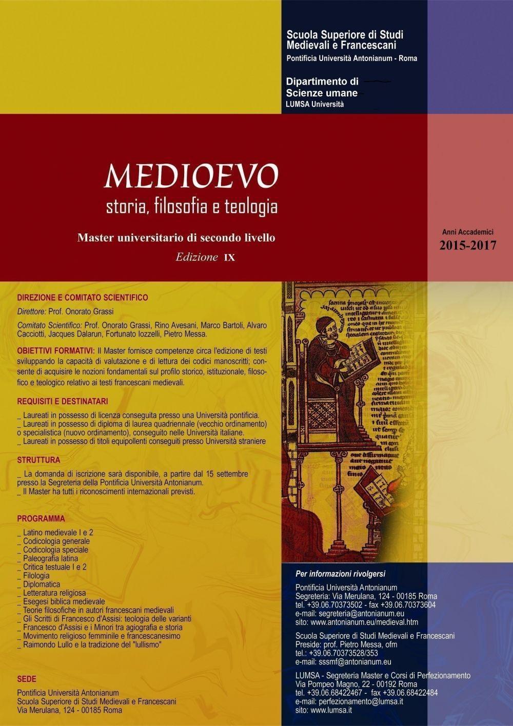 Master Medioevo francescano 2015 2017